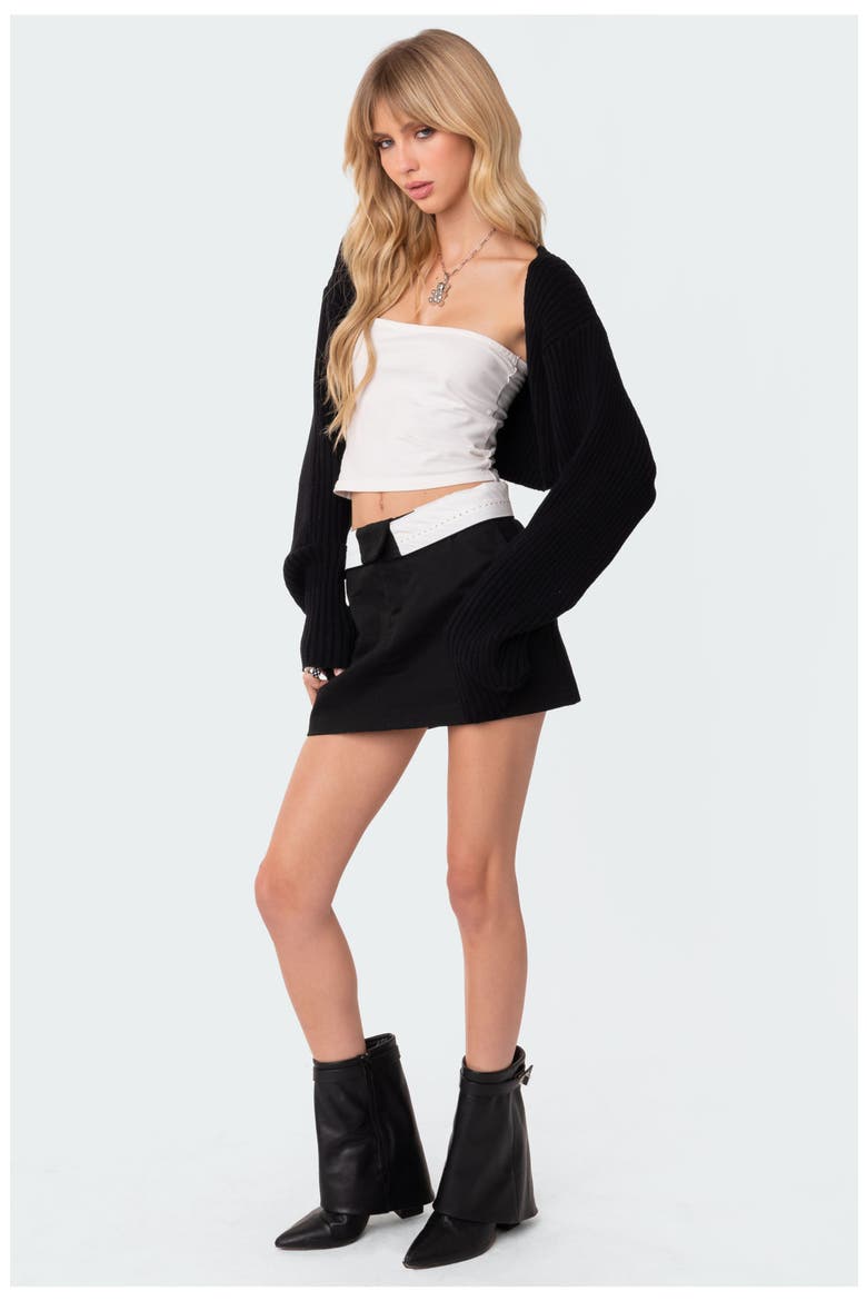 Anya Crop Shrug Sweater, Alternate, color, BLACK