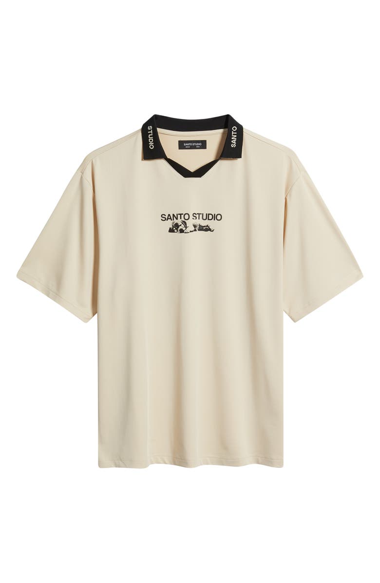 SANTO STUDIO TNH Sleepy Dog Club Jersey Polo, Alternate, color, Cream