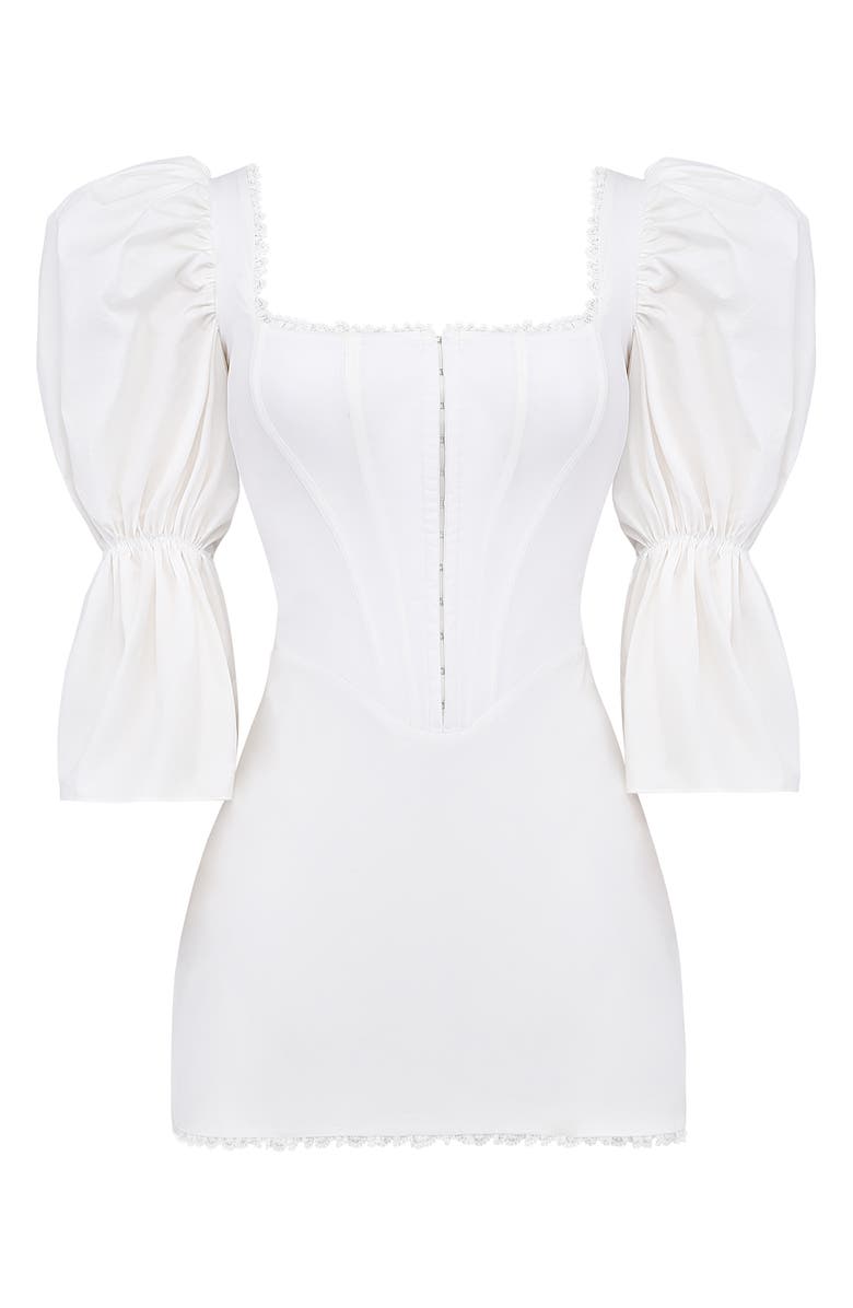 HOUSE OF CB Matilda Corset Bodice Cotton Blend Minidress, Alternate, color, White
