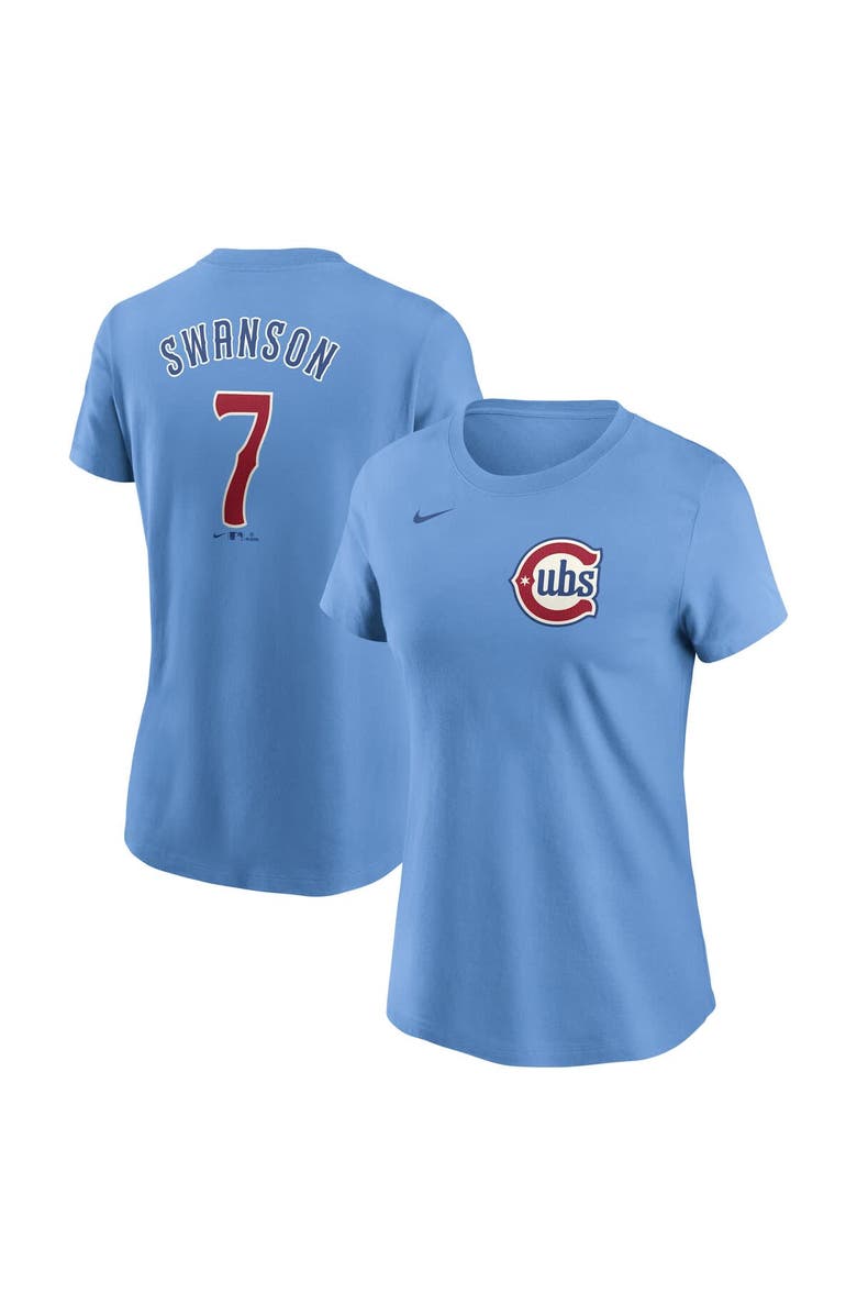 Nike Women's Nike Dansby Swanson Light Blue Chicago Cubs Cooperstown Collection Fuse Name & Number T-Shirt, Main, color, Light Blue