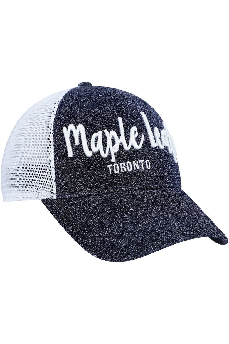Women's '47 Navy/White Toronto Maple Leafs Encore MVP Trucker Snapback Hat, Alternate, color, Navy