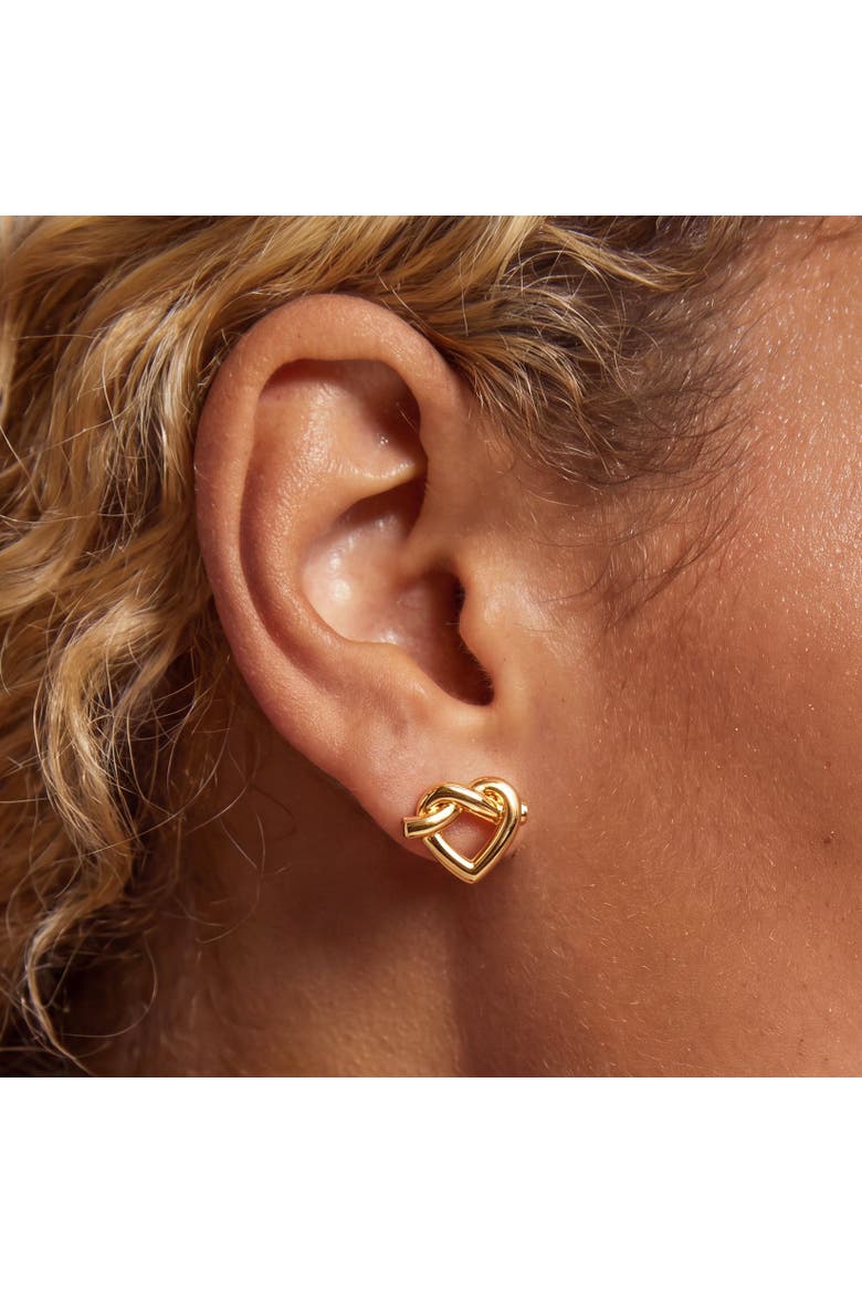 Heart Knot Stud Earrings, Alternate, color, Gold Plated Sterling Silver
