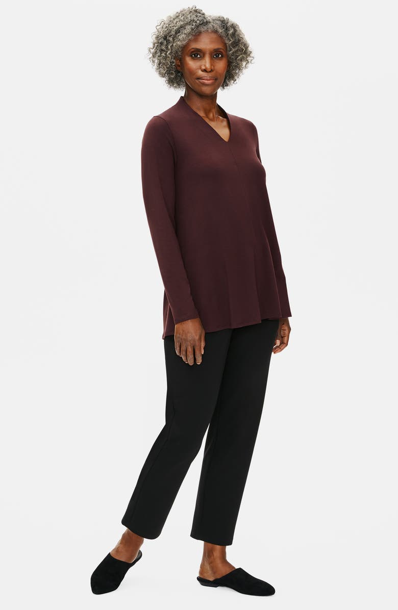 Eileen Fisher V-Neck Top, Alternate, color, Dark Brownstone