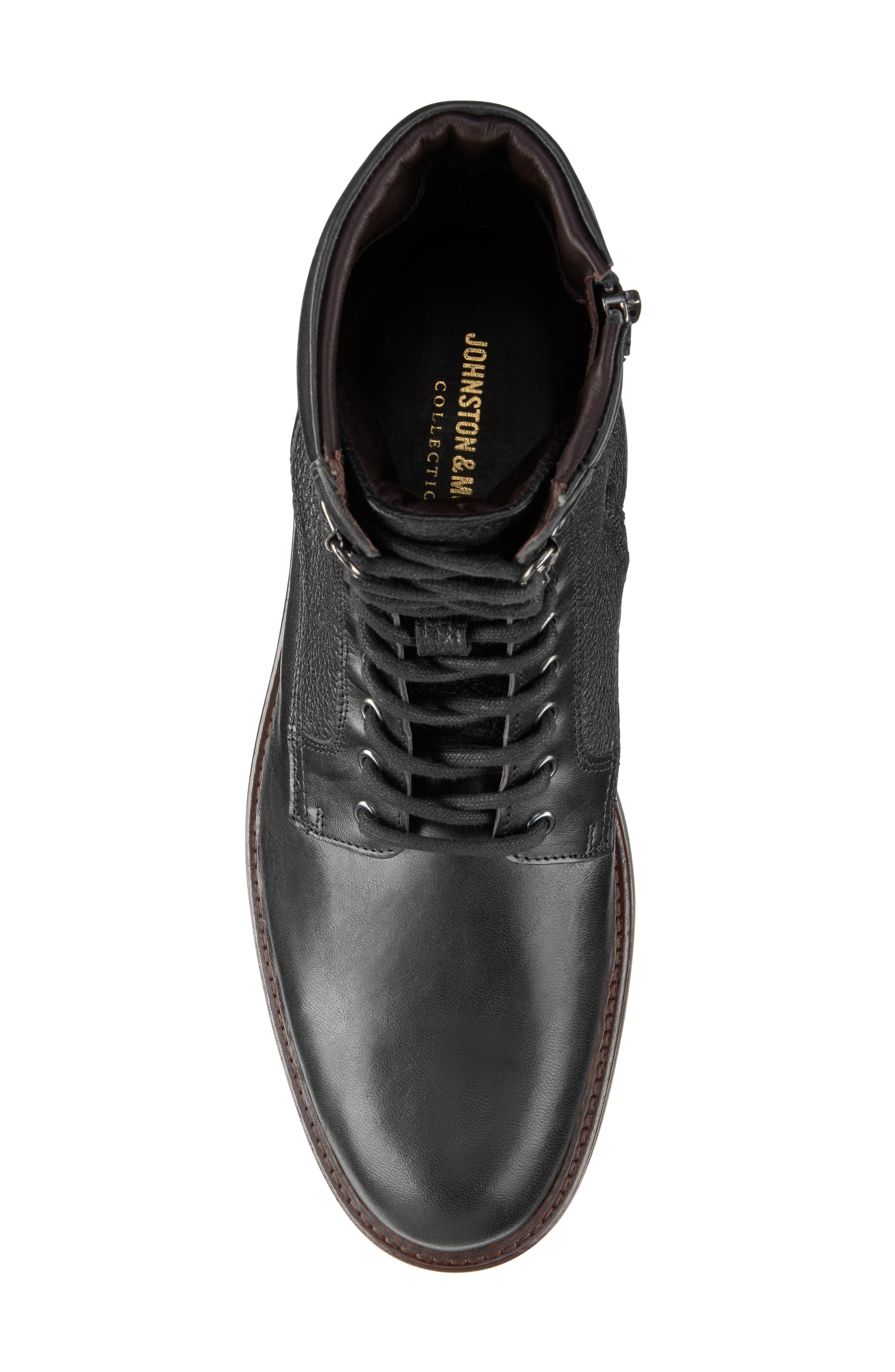Latham Plain Toe Combat Boot, Alternate, color, BLACK EUROPEAN CALFSKIN