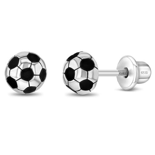 In Season Jewelry Enamel Soccer Ball Earrings in Black at Nordstrom