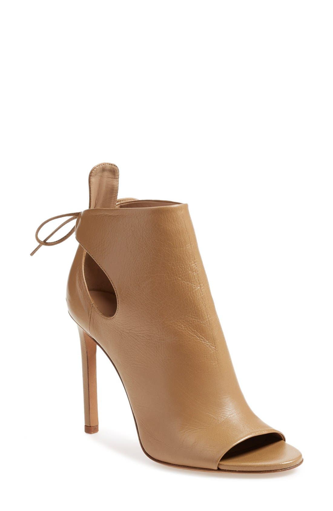'Gabbrielle' Open Toe Bootie, Main, color, SAND LEATHER
