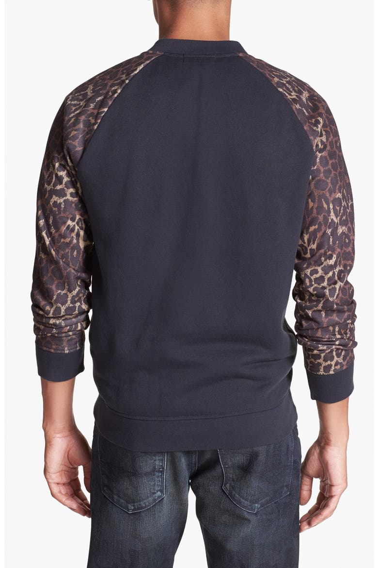Bomber Jacket with Leopard Print Sleeves, Alternate, color, BLACK