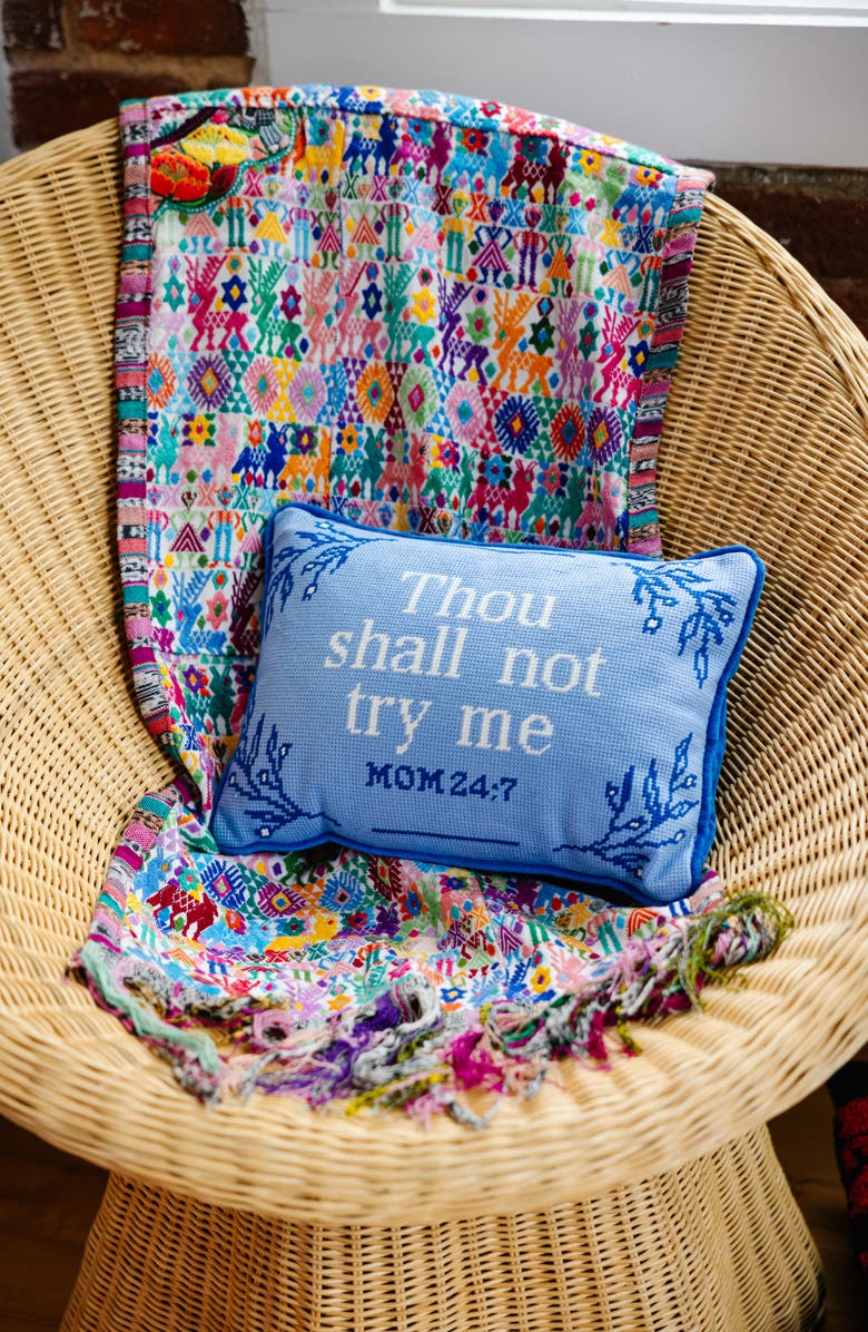 Furbish Try Me Needlepoint Pillow, Alternate, color, Blue