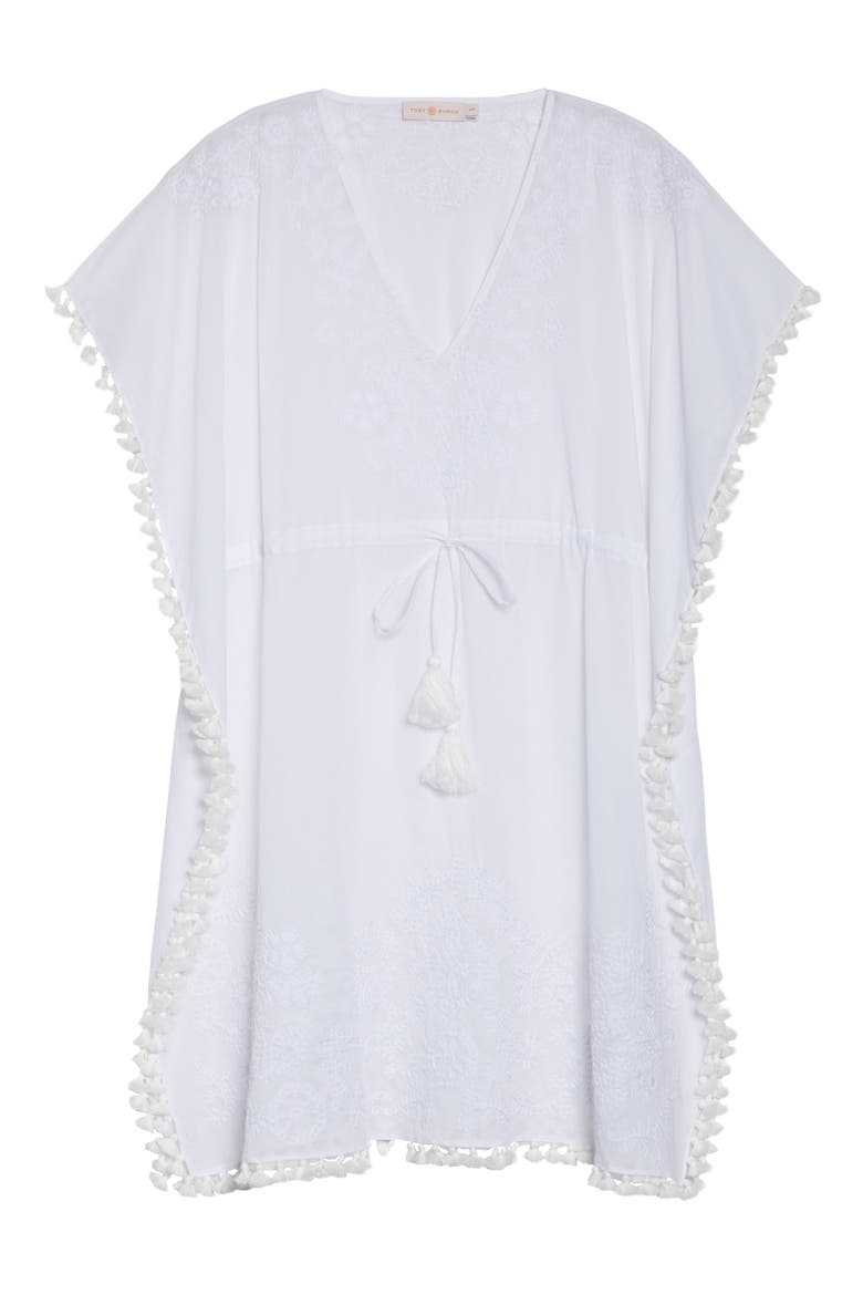 Embroidered Cover-Up Caftan, Alternate, color, WHITE / WHITE