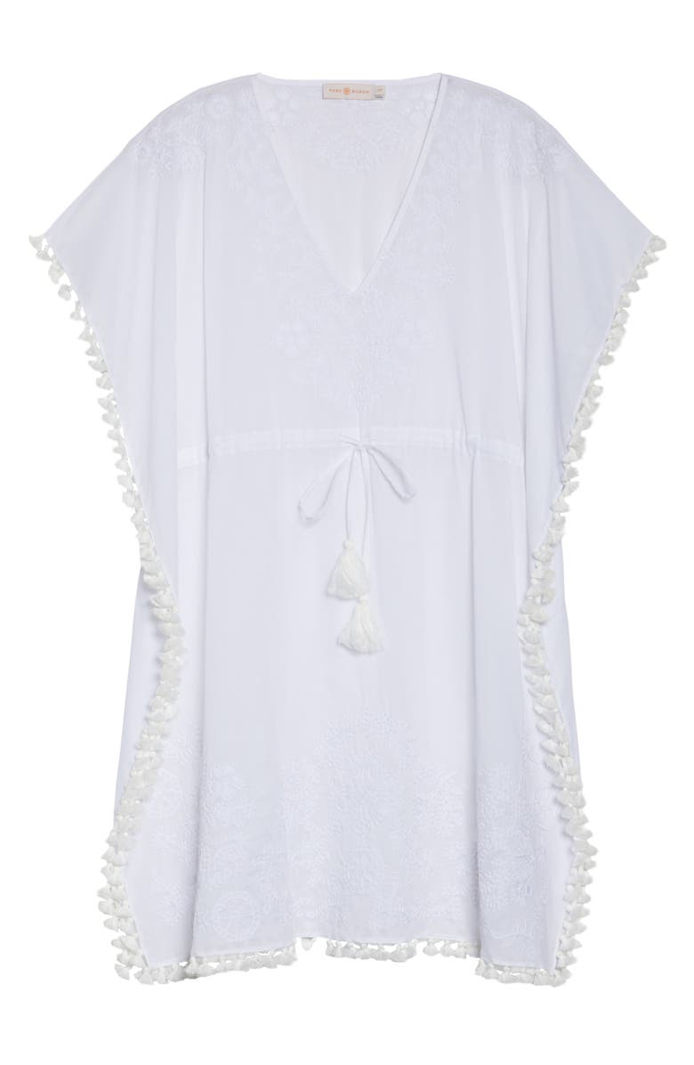 Tory Burch Embroidered Cover-Up Caftan, Alternate, color, 