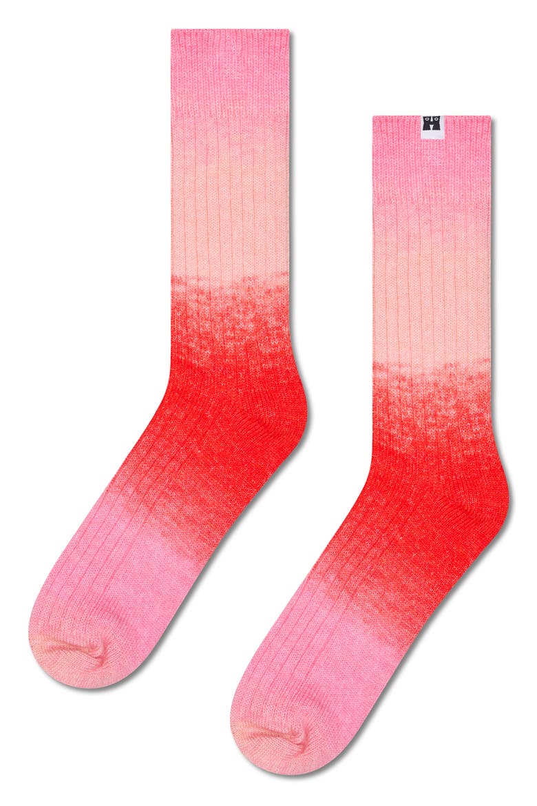 Gradient Crew Socks, Alternate, color, RED