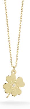 Ember Fine Jewelry 14K Yellow Gold Diamond Clover Pendant Necklace