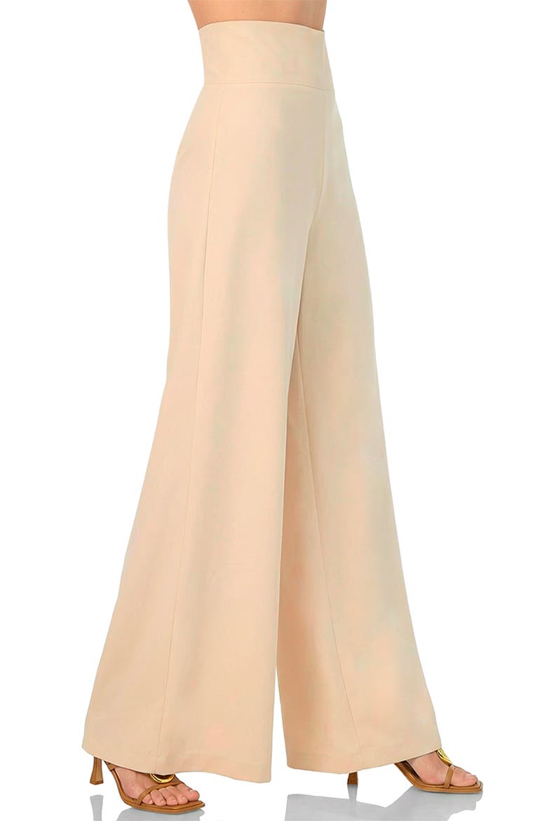 Wide-Leg Super Soft Pants with Broad Waistband, Alternate, color, Sand