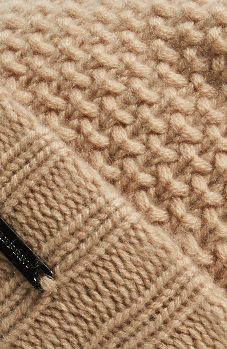 Burberry Knit Wool & Cashmere Beanie with Genuine Fox Fur Pompom, Alternate, color, 