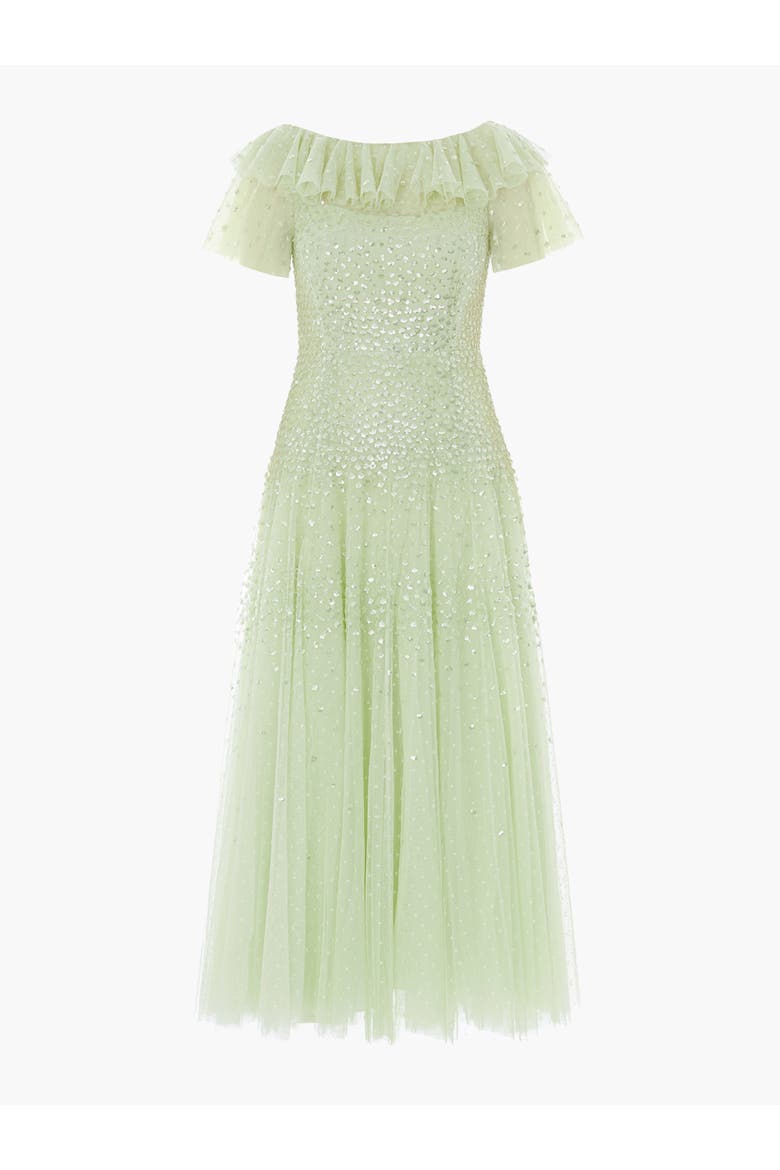 Sunrise Sequin Short Sleeve Ankle Gown, Alternate, color, Peppermint