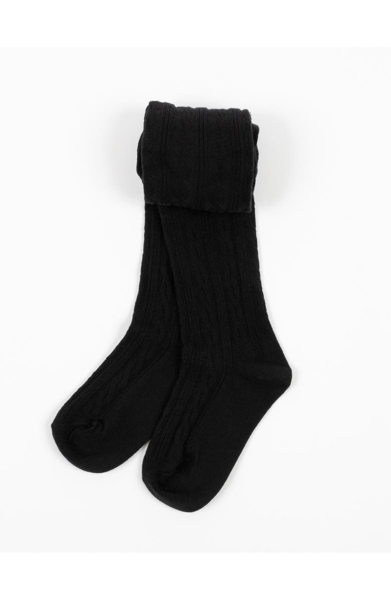 Leveret Girls Cable Knit Tights, Cotton Blend, Main, color, Black