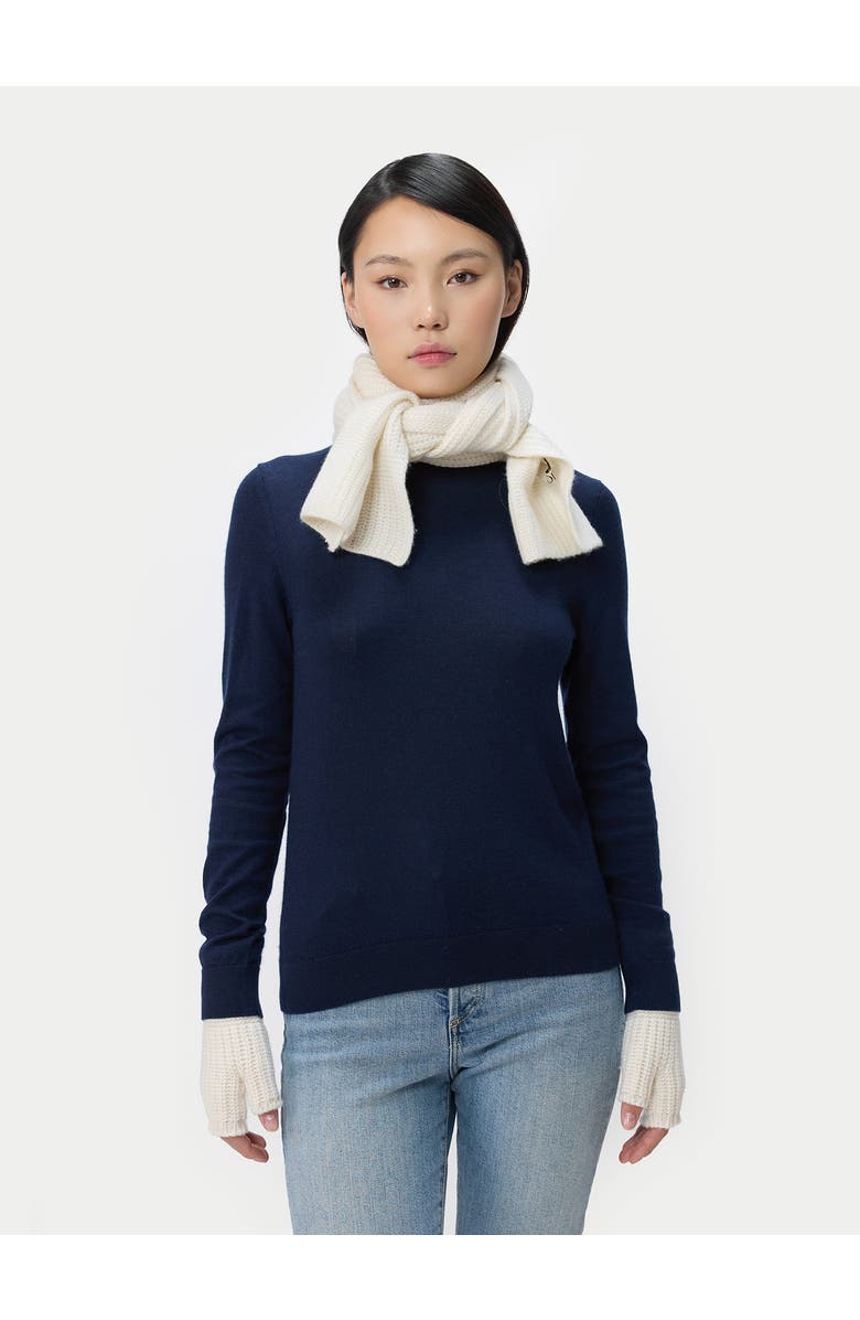 Gobi Cashmere Wide Rib Knit Scarf, Alternate, color, White