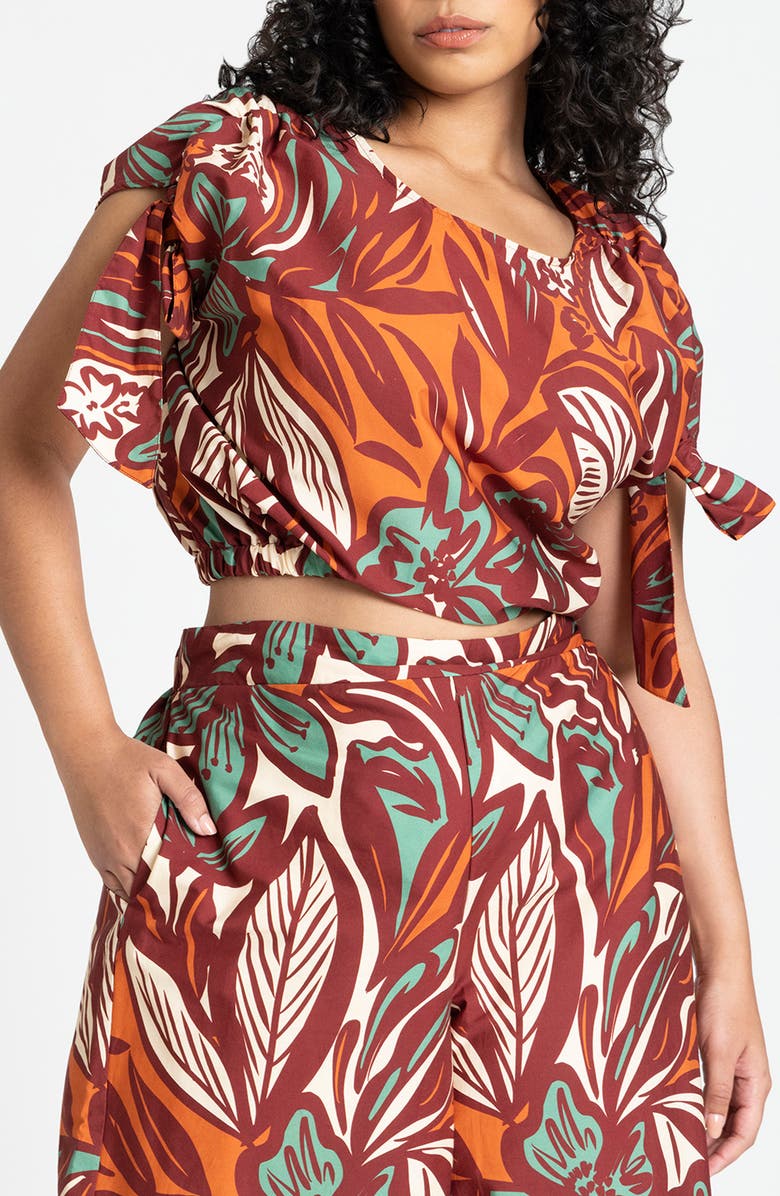 ELOQUII Tie Cuff Crop Top, Main, color, 