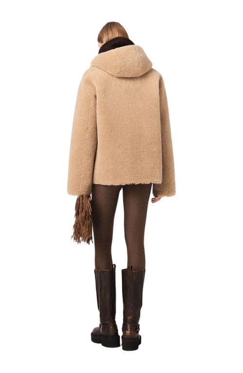 Maje Reversible Coat With Hood In Neutral