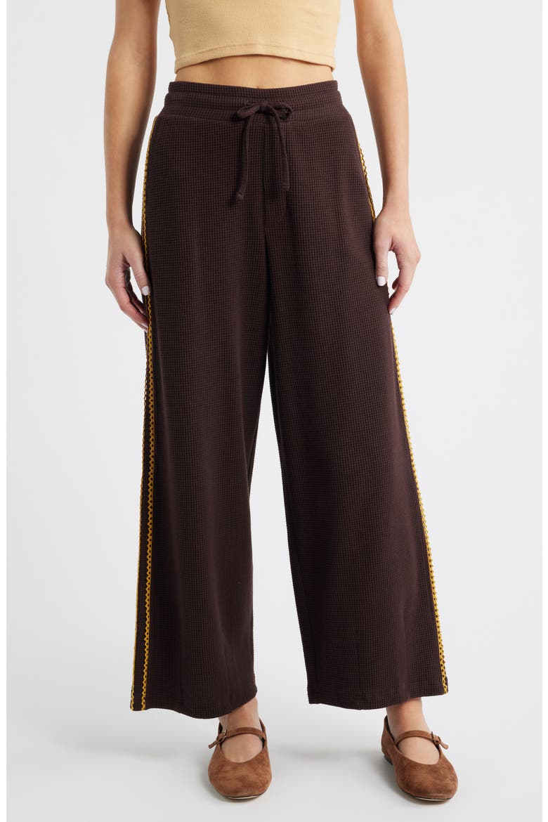 Piper Waffle Knit Ankle Sweatpants, Main, color, CHOCOLATE