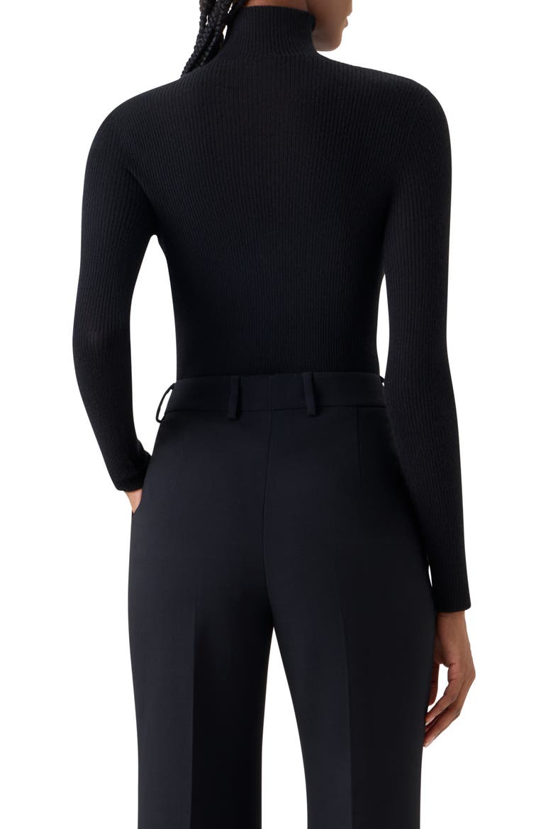 Cashmere & Silk Rib Funnel Neck Sweater, Alternate, color, BLACK