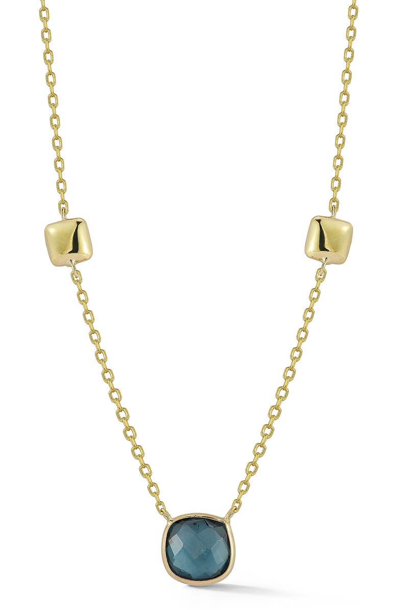 Ember Fine Jewelry 14K Gold London Blue Topaz Necklace, Main, color, Gold