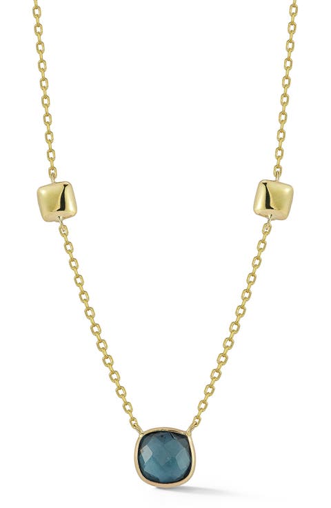 14K Gold London Blue Topaz Necklace