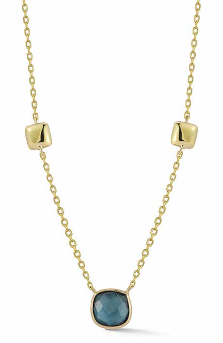 Ember Fine Jewelry 14K Gold London Blue Topaz Necklace