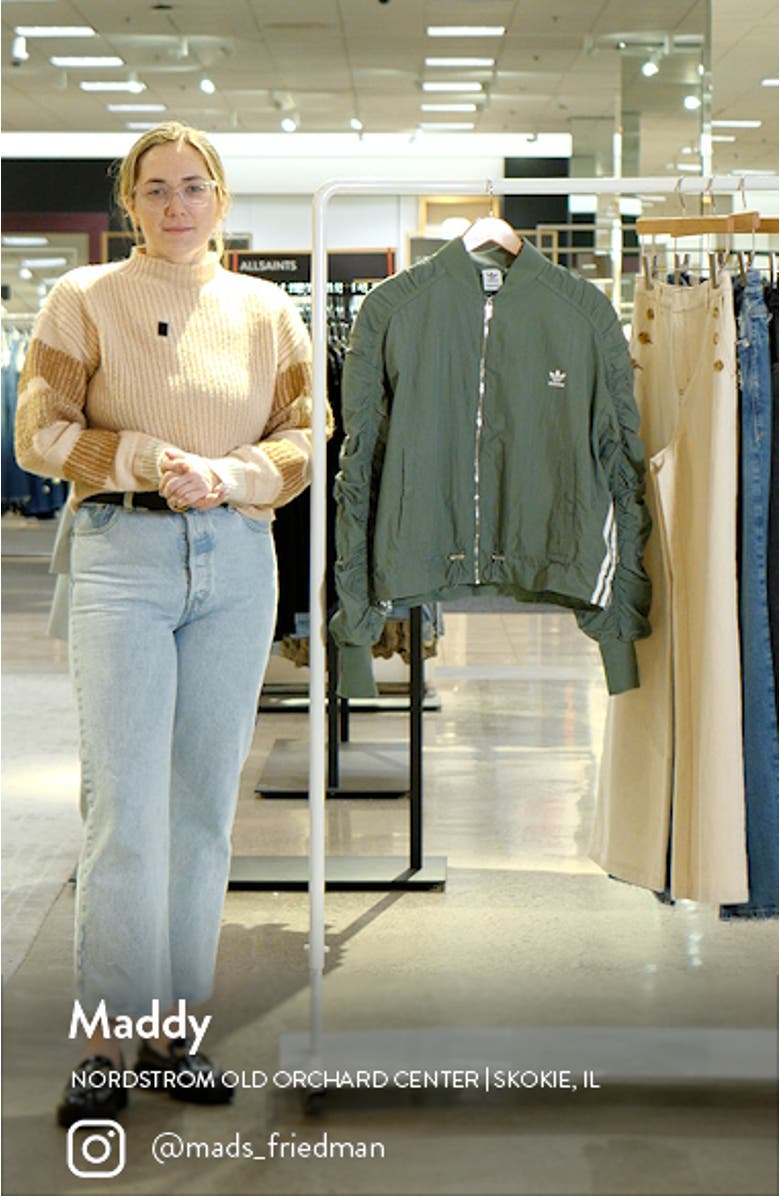 Oversize Ruched Sleeve Bomber Jacket, sales video thumbnail