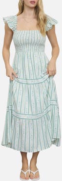 Blu Pepper Smocked Midi Dress