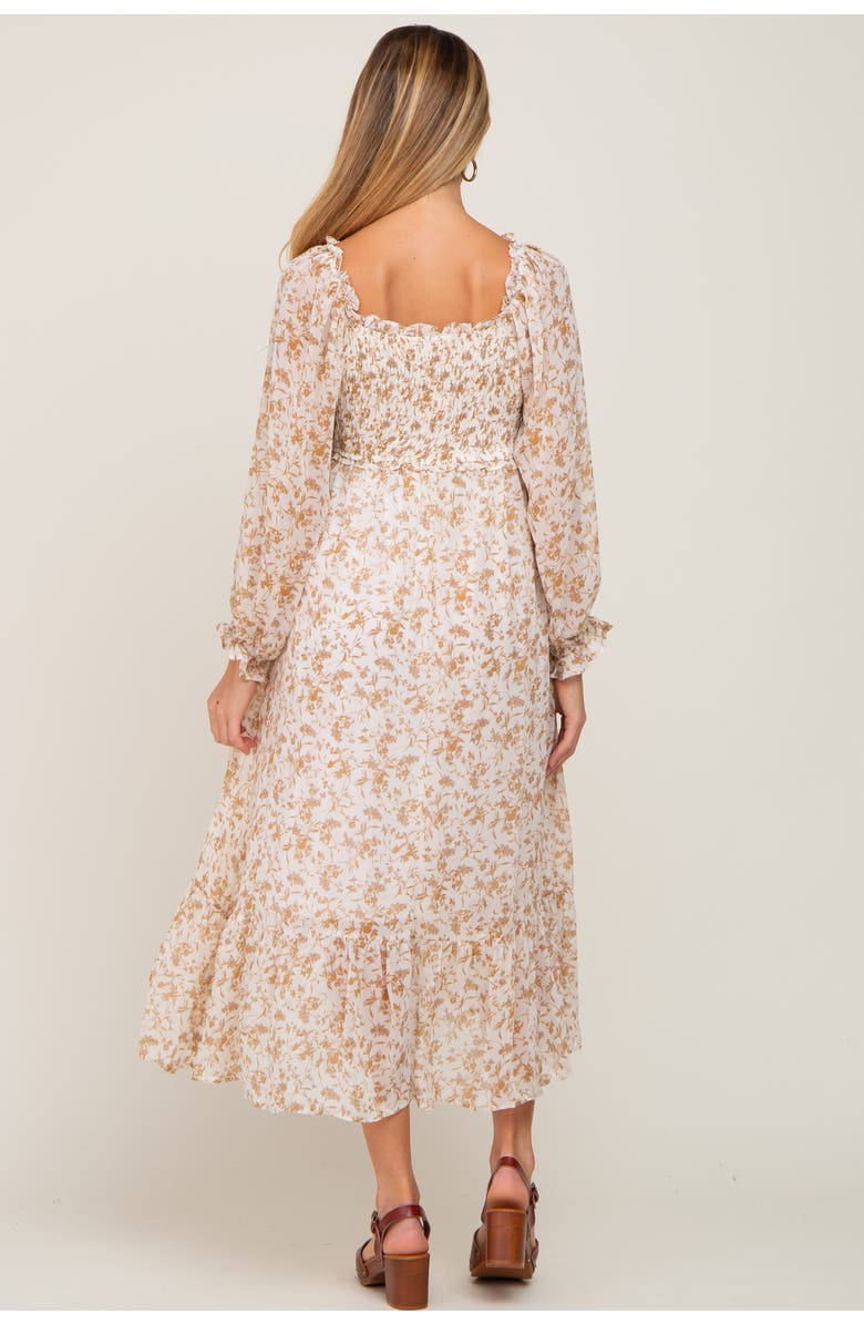 PinkBlush Floral Chiffon Ruffle Maxi Dress, Alternate, color, Ivory