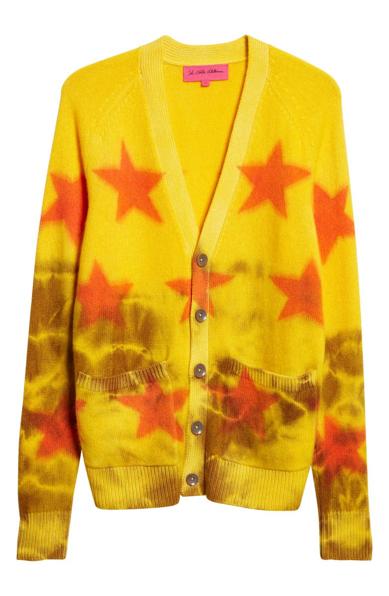 The Elder Statesman Star Sprayed Oversize Cashmere V-Neck Cardigan, Alternate, color, 