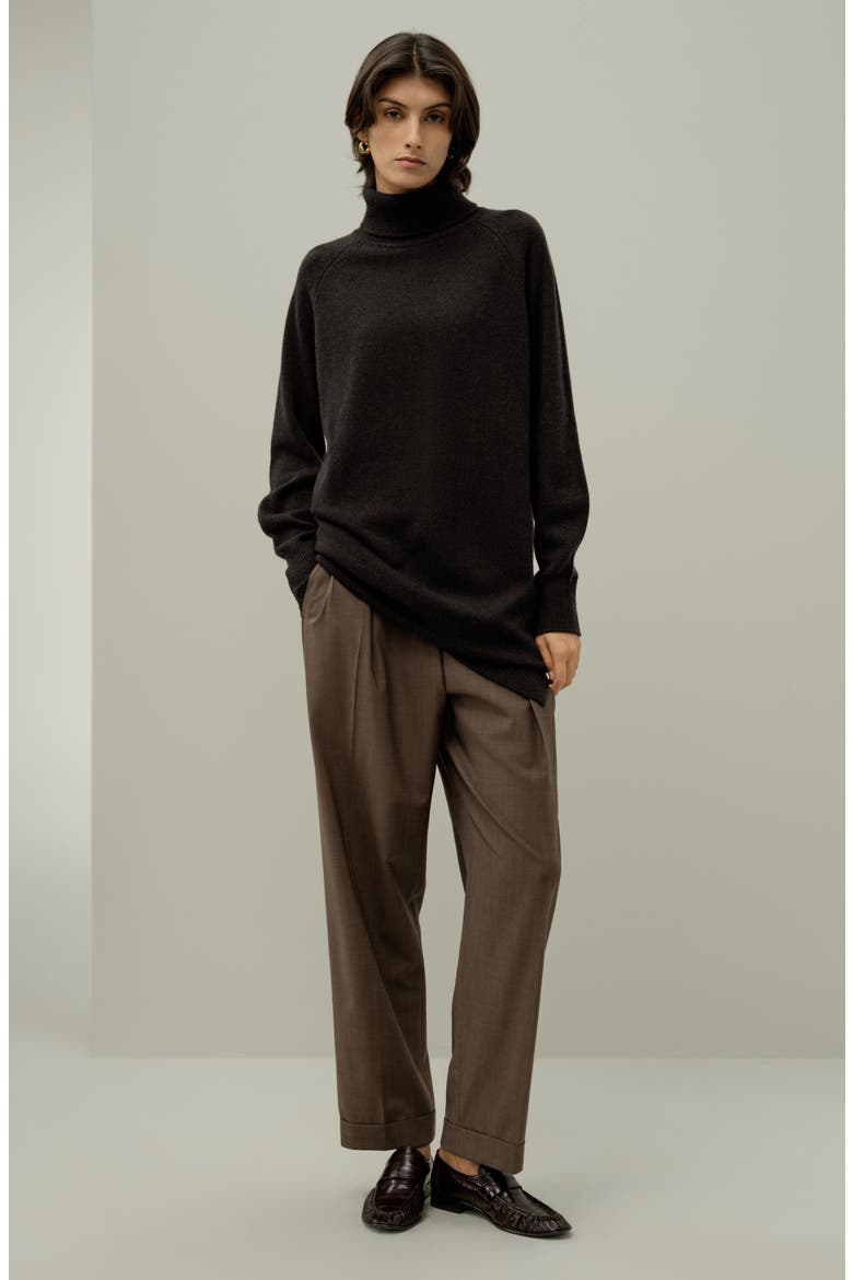 Women's Wool-Cashmere Turtleneck Sweater Dress, Alternate, color, Espresso