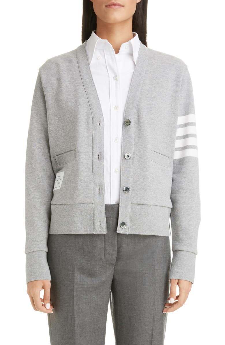 Thom Browne 4-Bar Cotton Cardigan, Main, color, 