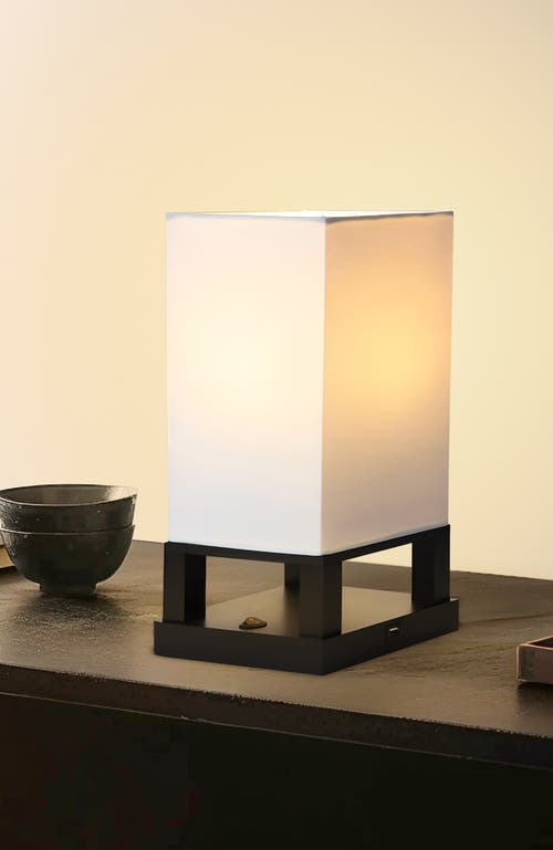 Brightech Maxwell Table 14" Modern Led Japandi-inspired Bedside Table Lamp With Usb Charging Port, B In White