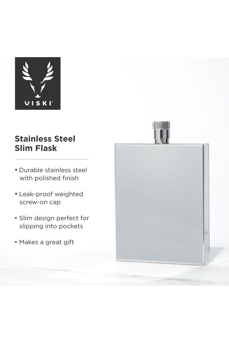 Harrison 2 oz Slim Flask in Stainless Steel, Alternate, color, Silver