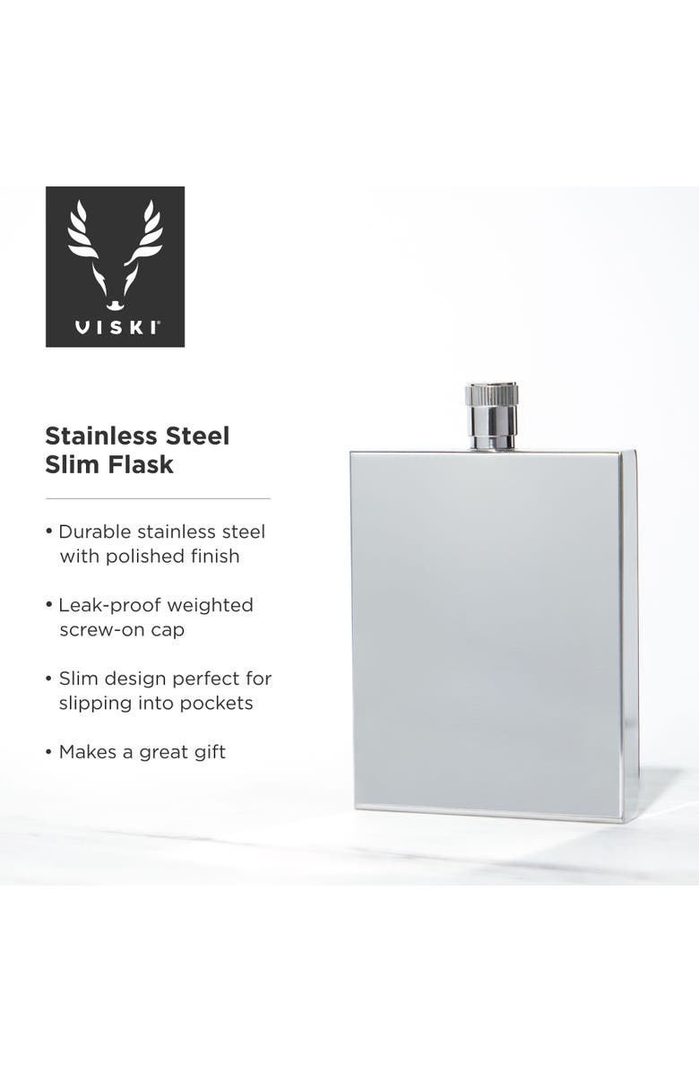Viski Harrison 2 oz Slim Flask in Stainless Steel, Alternate, color, Silver