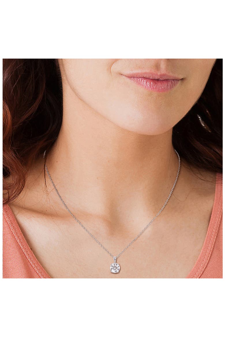 Sterling Silver Round Lab Created Moissanite Pendant Necklace, Alternate, color, SILVER