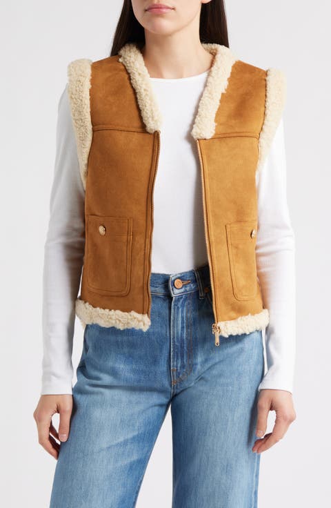 Faux Suede & Faux Shearling Vest
