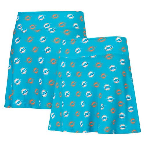 Concepts Sport Aqua Miami Dolphins Record Allover Print Knit Sleep Skort In Blue