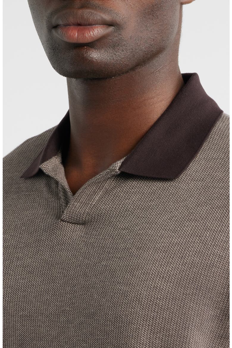 Johnny Collar Heathered Cotton Piqué Polo, Alternate, color, BROWN