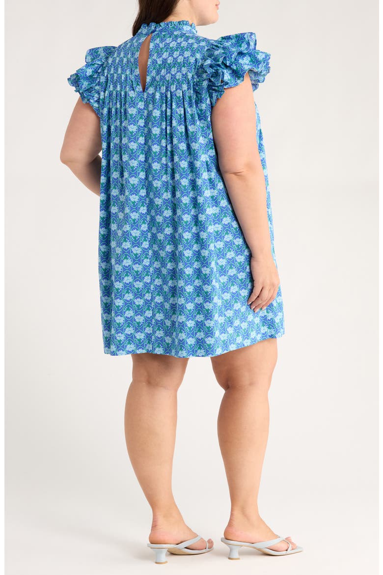 Driftwood Floral Ruffle Shift Dress, Alternate, color, BLUE-GREEN