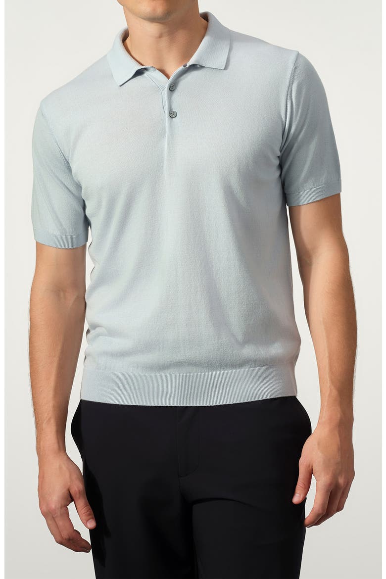 Cotton Blend Polo Sweater, Main, color, SKY
