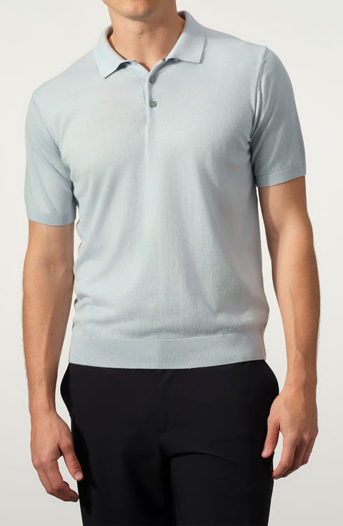 Cotton Blend Polo Sweater