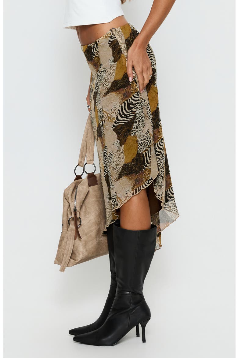 Suella Mixed Print Asymmetric Midi Skirt, Alternate, color, ANIMAL MULTI