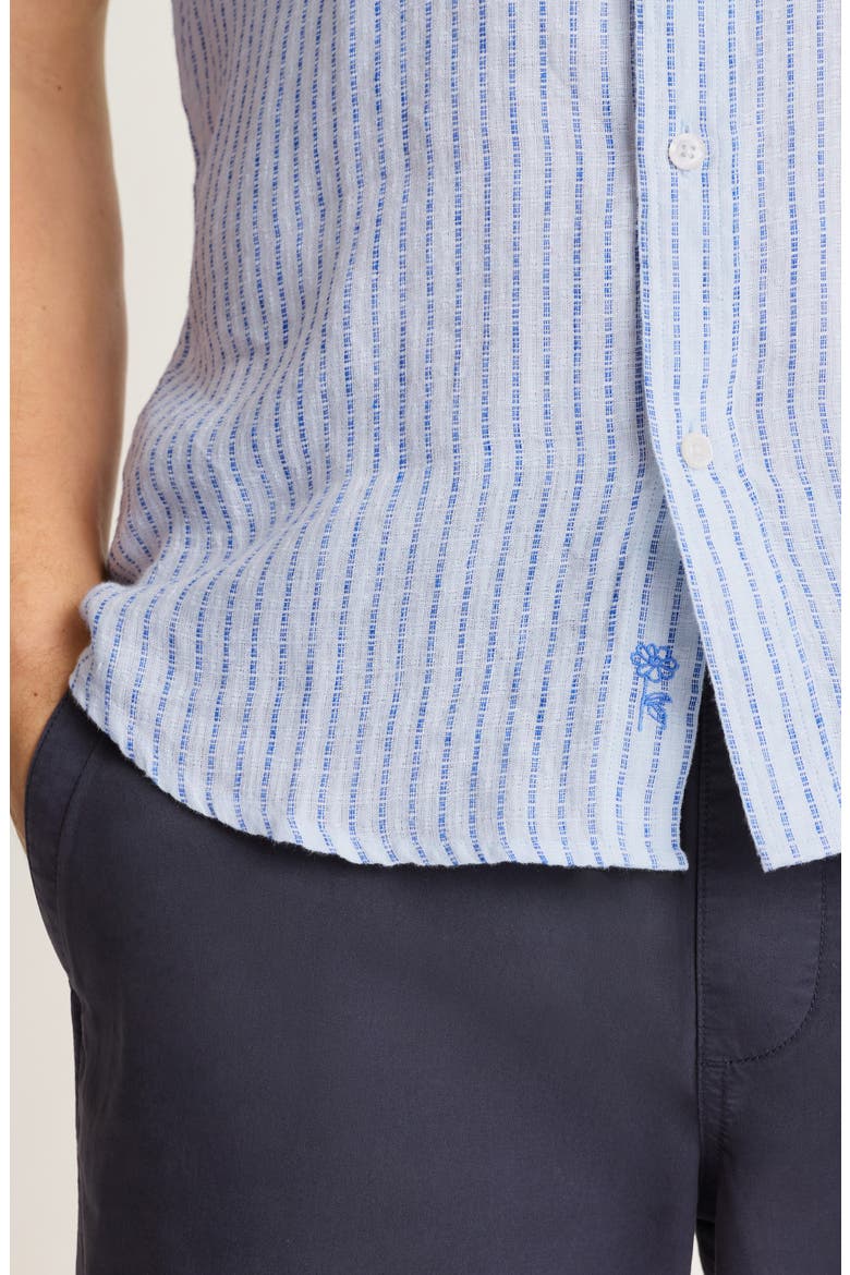 Slim Fit Striped Linen Short Sleeve Shirt, Alternate, color, LIGHT BLUE TRITON STRIPE LINEN