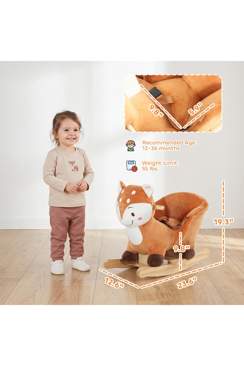 Spotted Deer Plush Rocking Animal, Alternate, color, Brown
