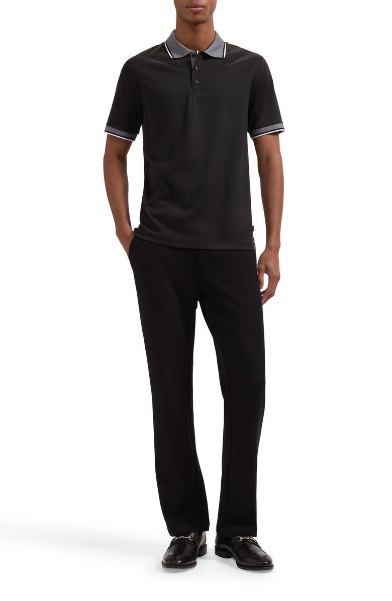 Bugatchi Tipped Pima Cotton Piqué Polo, Alternate, color, Black