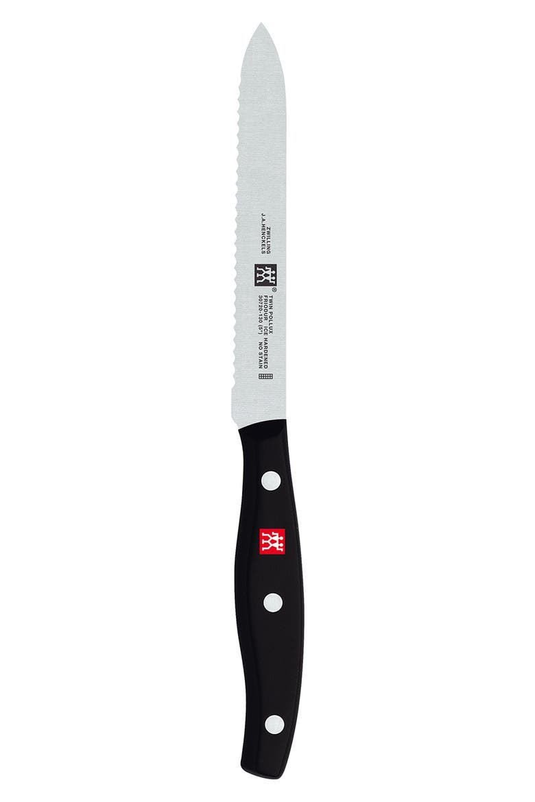 TWIN Signature 5-Inch Serrated Edge Knife, Main, color, SILVER
