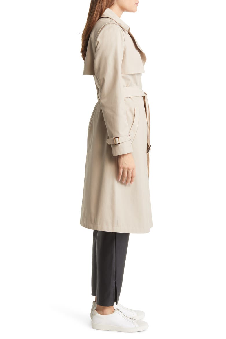 Tone on Tone Double Breasted Water Resistant Trench Coat, Alternate, color, BIRCH